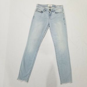 Frame Denim Le Skinny De Jeanne Raw Edge Light Wash Jerome Skinny Jeans